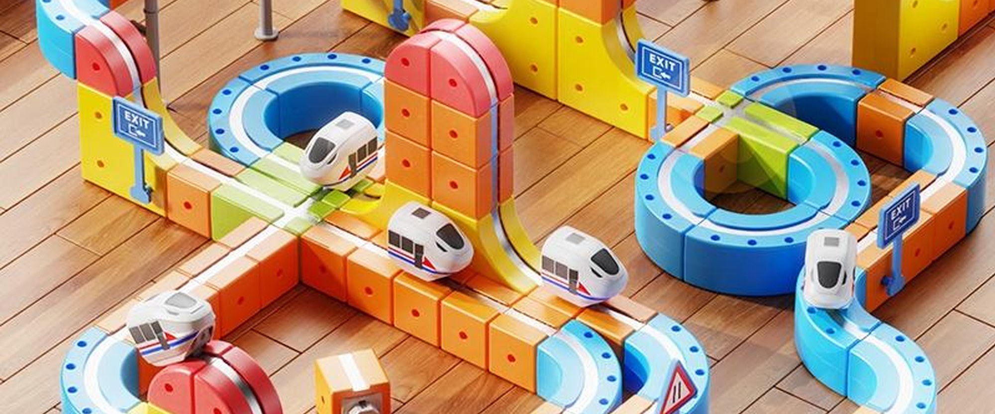 A finished magnetic track running on the floor