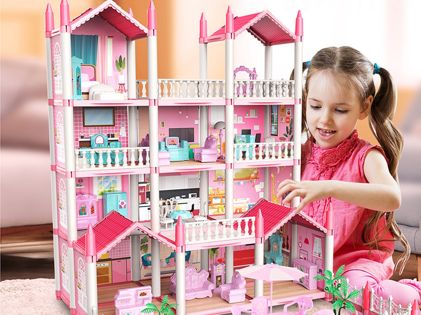 The villa with a child playing at it