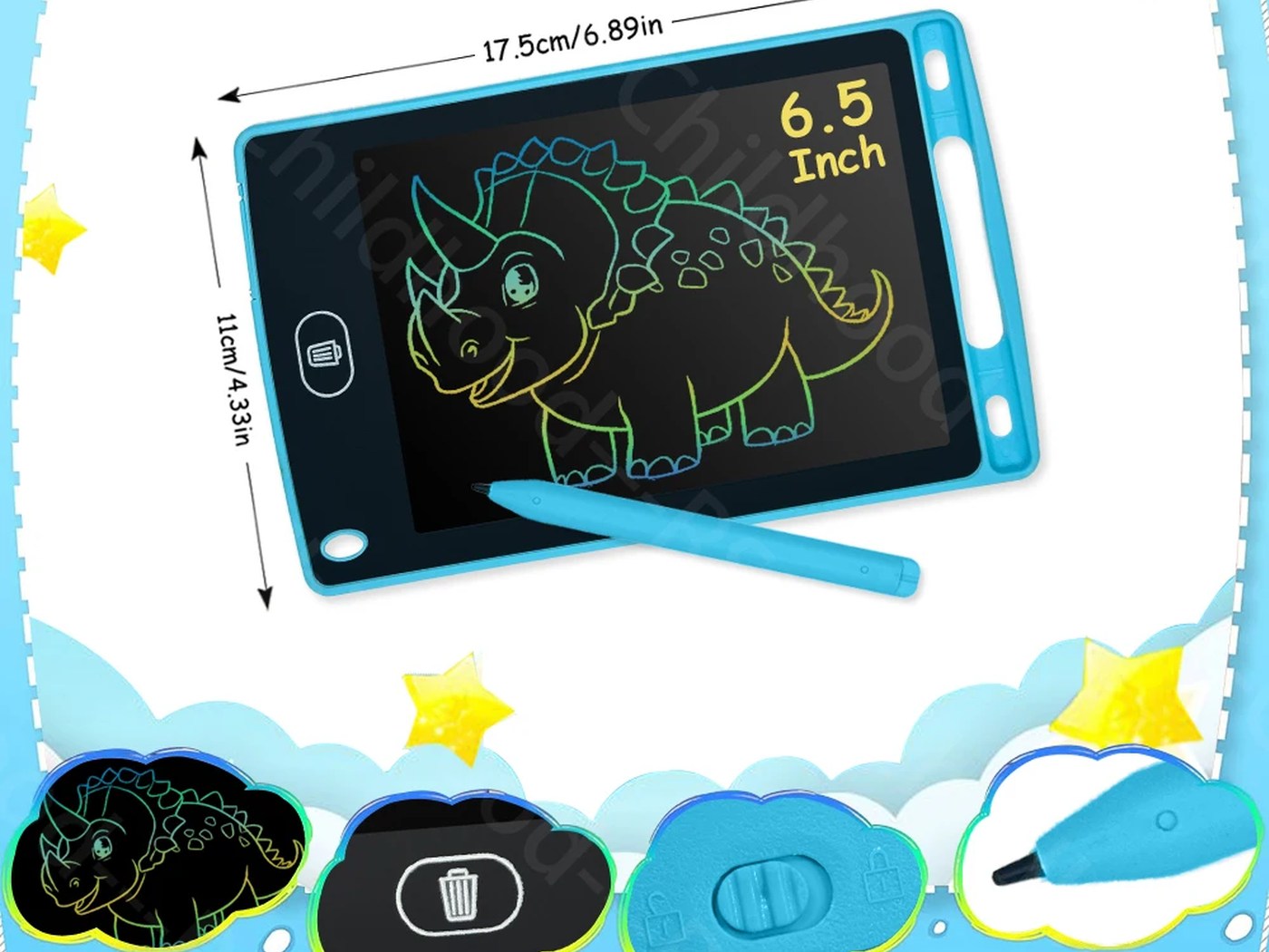 The tablet with a colour drawing on it