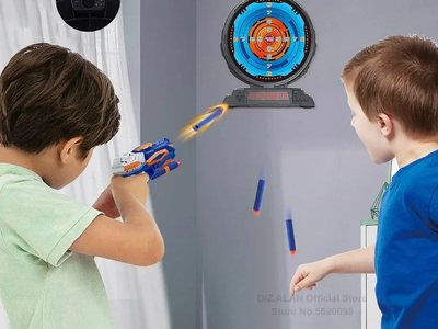 Two children shooting at it