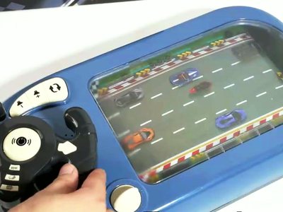 The road and traffic on the screen