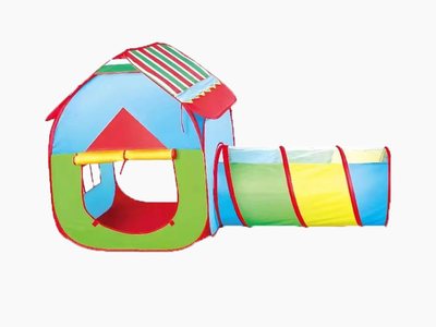 The tent house and tunnel joined together